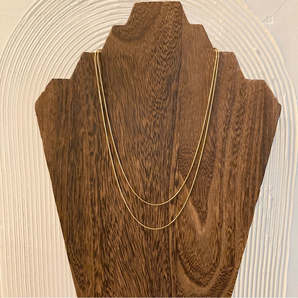 NWT 18k Gold Plated Layering Necklaces Snake Chains 16” 18”
